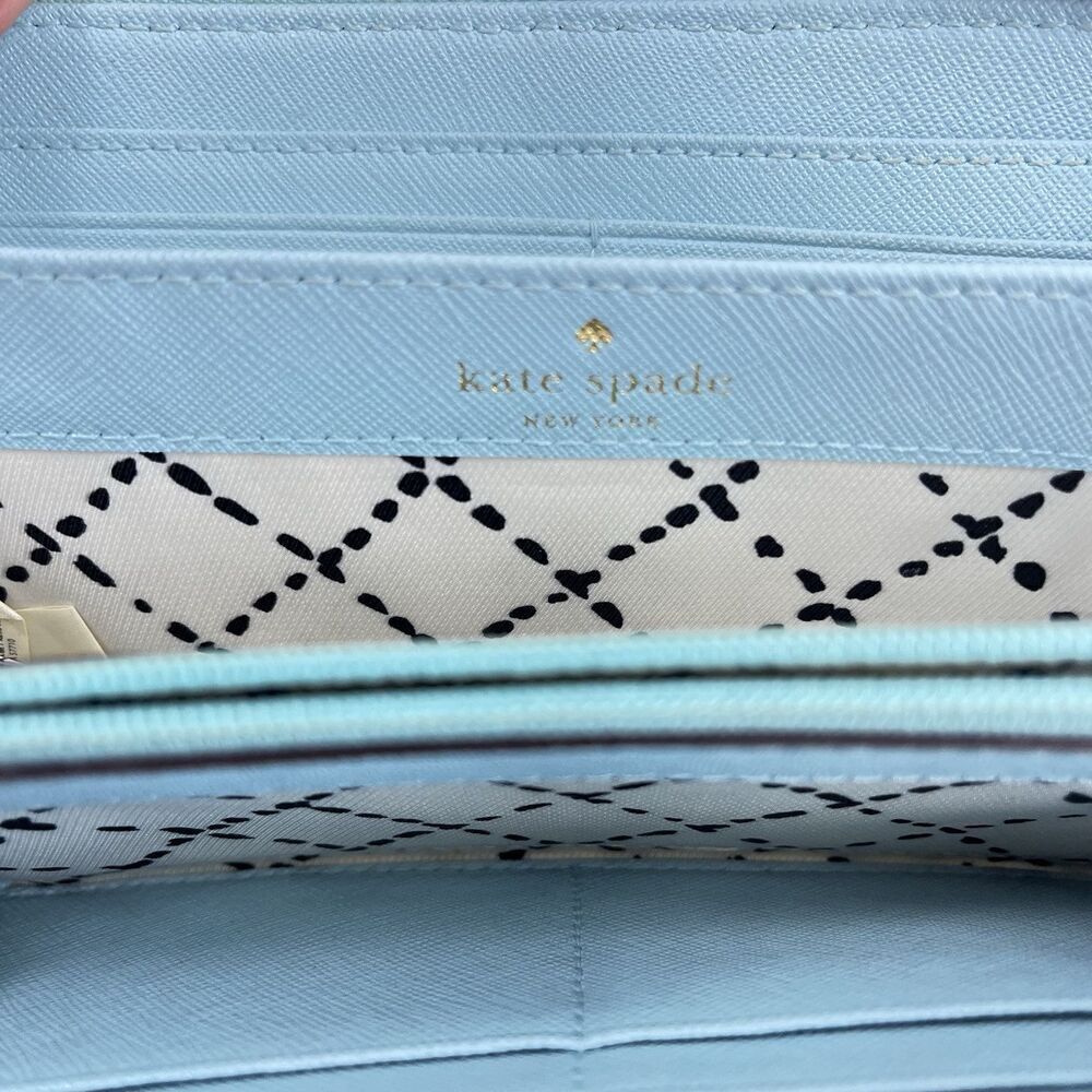Kate Spade Laurel Way Neda Light Blue Saffiano Leather Large Wallet - Picture 13 of 15